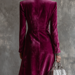 Vintage Button-down Velvet Long Blazer