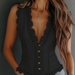 Vintage Faux Leather Lace Vest