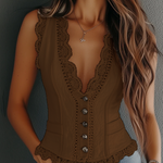 Vintage Faux Leather Lace Vest
