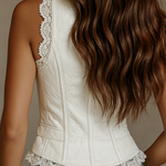 Vintage Faux Leather Lace Vest