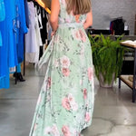 Jessica | Elegant Sleeveless V-neck Floral Print Dress