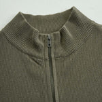 Vintage Zipper Neck Pocket Knit Midi Dress