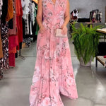Amber | Elegant Sleeveless V-neck Floral Print Dress