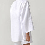Nadorine Cotton Two-Piece Set Loose Fit Long-Sleeved Button Shirt Casual Shorts Suits
