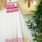 Malibu Villa Ethnic Printed Smocked Shoulder Tie Maxi Dress