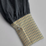 Casual Sporty Plaid Trim Gray Washed Cotton Sweatshirt Mini Dress