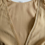 Bohemian Strapless Off-the-Shoulder Khaki Long Sleeve Mini Dress
