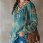 Vintage Ethnic Style Trim Floral Lace Blouse