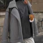Faux Lamb Wool Fur Motorcycle Bike Coat