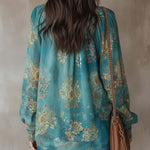 Vintage Ethnic Style Trim Floral Lace Blouse
