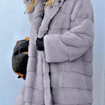 Faux Fur Hooded Jacket Open Front Parka Outwear