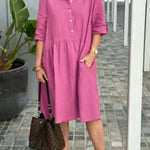 New Women's Cotton linen casual dress