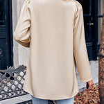 Solid Color Puff-Sleeve Open Blazer Shawl Collar Open Cardigan
