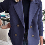 Lapel Button-Down Knit Sleeve Casual Jacket