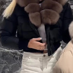 Women Artificial Fur Collar Temperament Casual Short Cotton Jacket