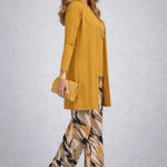 Honora™ | Mustard Three-Piece Set with Printed Trousers