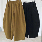 Harem Pants Wide Leg Elasticity Solid Color Split-Joint Pants Trousers