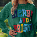 Blackish Green Merry And Bright Quilted Sweatshirt