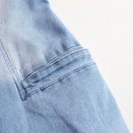 Western Retro Light Blue Denim Sleeveless Raw Edge Wide Leg Zipper Jumpsuit