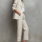 Vintage Striped Lace Cropped Trousers