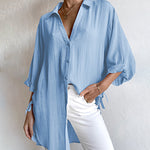 Nadorine Half Sleeves Casual Tops Blouse Solid Basic Loose Travel Top