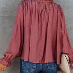 Nadorine Ruffle Long Sleeve T-Shirt Crewneck Top for Women Cute Summer Casual 2026 | Under $40