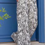 Printed trousers Wide-leg pants Diagonal pocket casual pants