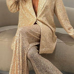 Sequined Wide-leg Pants