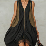 Color-block zip-front tulip mini dress