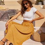 Women's Midi Skirts Elastic High Waist Skirt Polka Dot Casual Pleated Skirt with Pockets - Nadorine (Us Only)