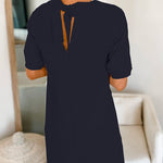 Bow Back Short Sleeves Mini Shift Dress