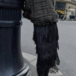 FRINGED MIDI SKIRT