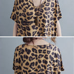Loose Leopard V-Neck Batwing Sleeves Maxi Dress