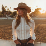 Western-style White Lace Button-down Shirt