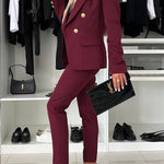 Feeling of Confidence Metal Button Long Sleeve Lapel Blazer
