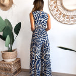 Summer Suit Swirl Print Sleeveless Jumpsuit