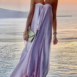 Morning Grace Off Shoulder Satin Bouquet Party Maxi Dress