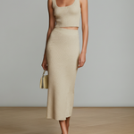 Women's Minimalist Lightweight Knitted Tank Top And Skirt Set