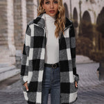 Nadorine Buffalo Plaid Open Front Flannel Longline Coat