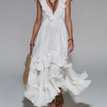 Vintage Sleeveless Maxi Dress With Ruffle Details