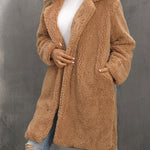 Faux Fur Mid-length Plush Cardigan Coat