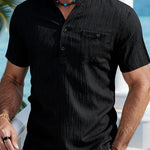 KZZ Men's Summer V-Neck Short-Sleeve Shirt