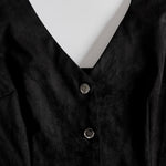 Western Retro Tassel Black Sleeveless V-Neck Faux Suede Mini Dress