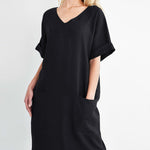 Plus Size Tunic Dress Summer Cotton Linen T Shirt Knee-Length Dresses