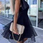 Lifetime Celebrations Tulle One Shoulder Bow Design Mini Dress