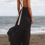 COLOR CONTRAST TIED OPEN BACK DRESS