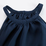 Elegant Urban Navy Blue Halter Neck Top