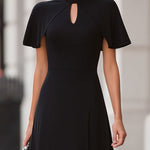 Elegant Black Capelet Midi Dress