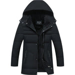 KZZ Men's mid-length hooded down jacket with simple design