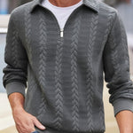KZZ Men's Fall Winter Outfits  Polo Neck Long Sleeve Sweatshirt for Daliy Wear